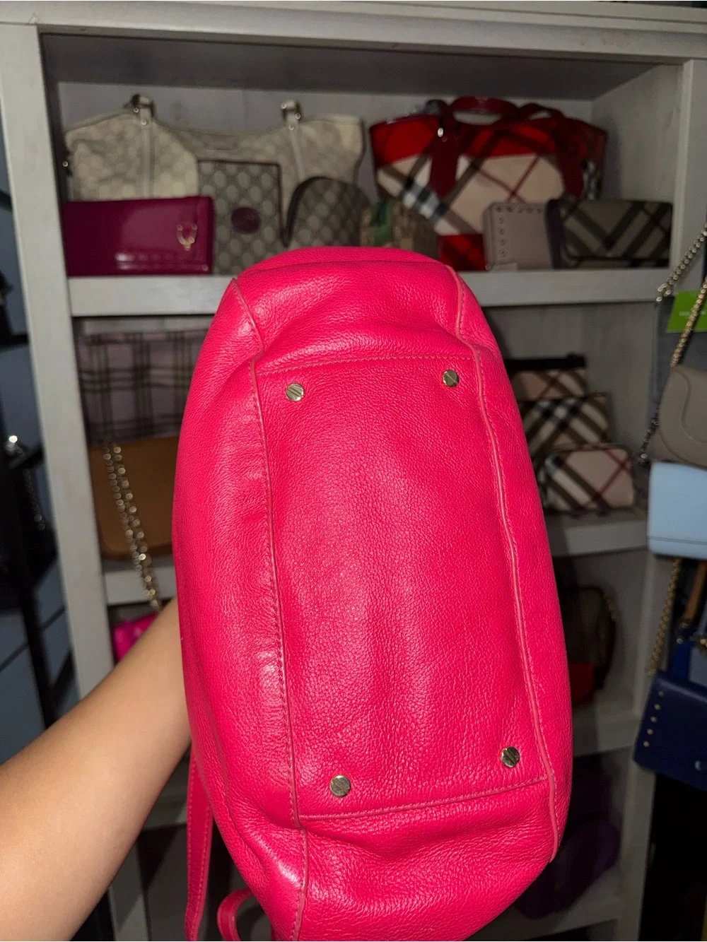 Tory Burch Bright Pink Pebbled Leather Shoulder Bag